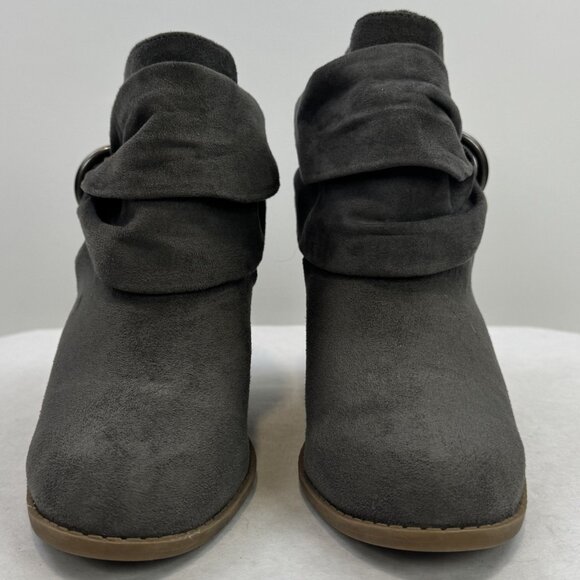 Rampage Vappy Womens Size 7M Grey Ruched Ring Ankle Bootie Chunky Suede Fabric - Picture 5 of 13